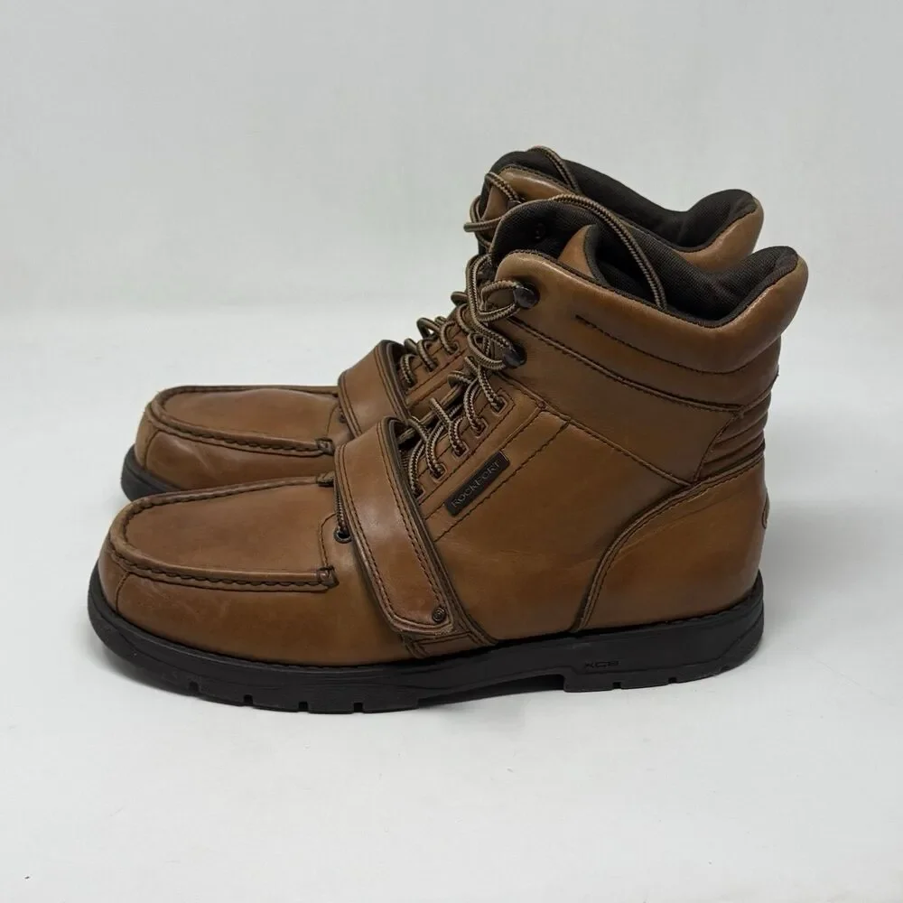 Rockport XCS Chukka Boots Mens 11 M Brown Leather Cross Strap High Ankle Lace Up
